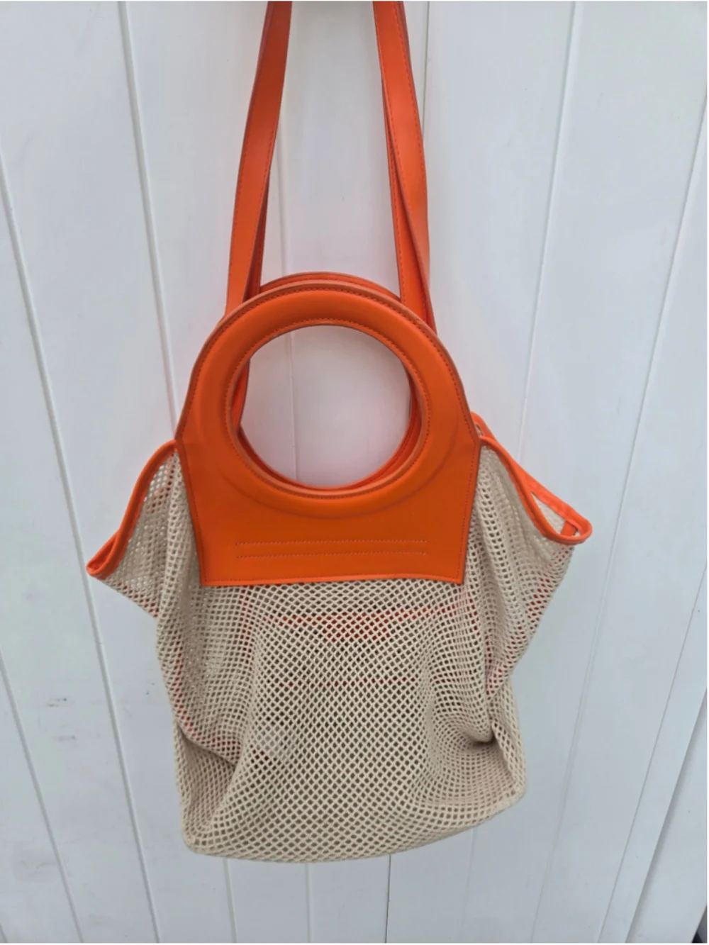 Women's Zingara Orange & Beige Mesh Tote Bag One Size